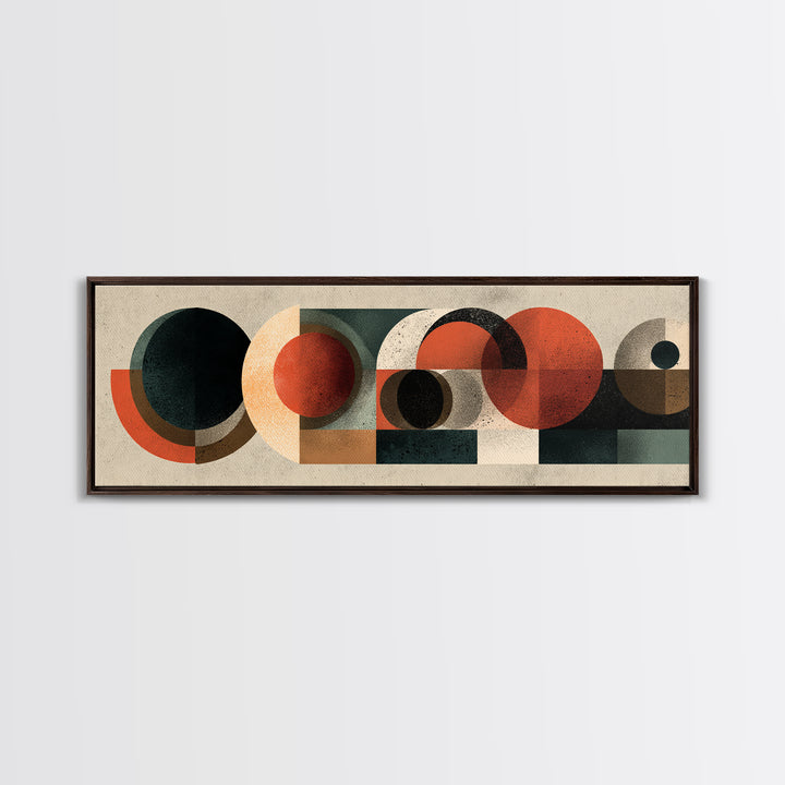 Black Orange Cream Geometric Shapes Wall Art, Midcentury Modern Canvas Print, Bauhaus Abstract Decor For Home Office Interior