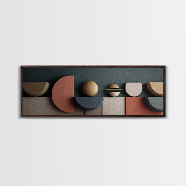 Textured Geometric Shapes In Teal Terracotta And Stone Wall Art, Midcentury Modern Abstract Print, Retro MCM Home Decor Gift