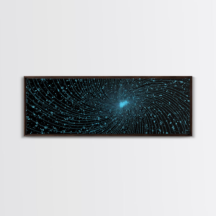 Blue Vortex Particle Spiral Canvas Print, Modern Abstract Art, Sci Fi Space Wall Decor, Geometric Office Poster, Artwork