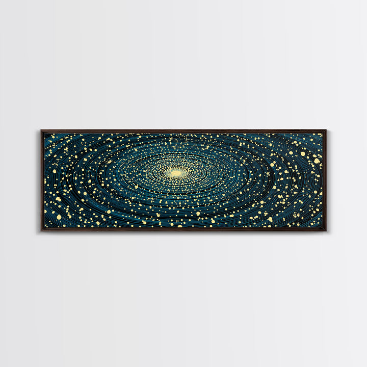 Gold And Teal Spiral Galaxy Wall Art, Modern Abstract Art Print, Cosmic Space Poster, Geometric Office Decor, Large Canvas Print