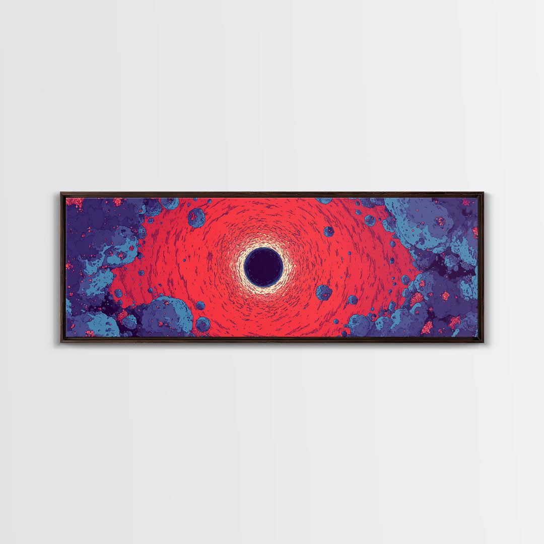 Vivid Red Black Hole Wall Art, Psychedelic Space Abstract Print, Cosmic Retro Poster, Modern Sci Fi Decor For Living Room