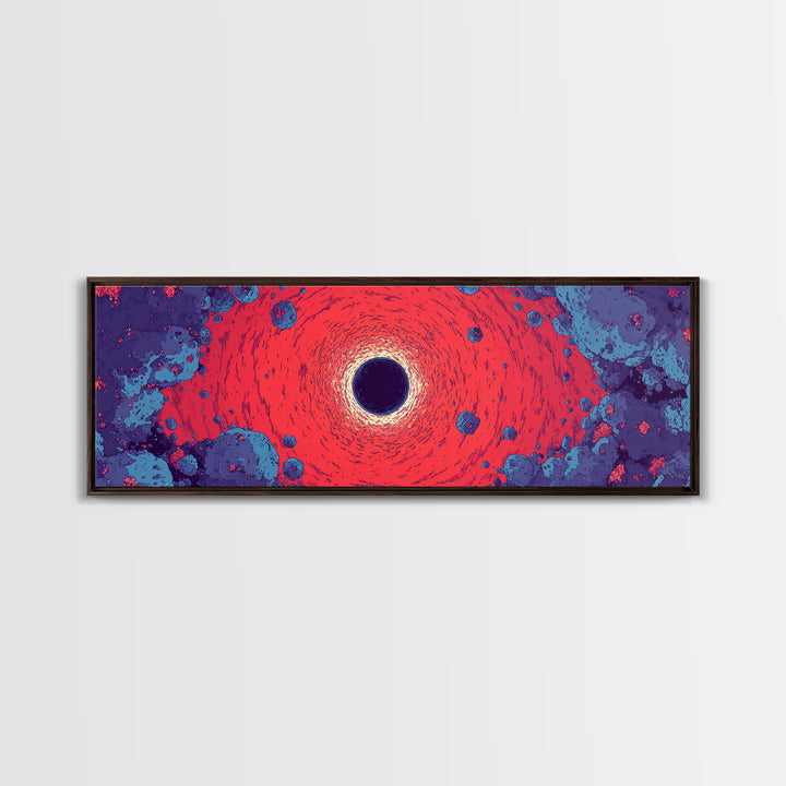 Vivid Red Black Hole Wall Art, Psychedelic Space Abstract Print, Cosmic Retro Poster, Modern Sci Fi Decor For Living Room
