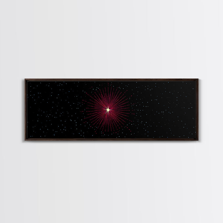 Minimal Red Starburst Wall Art, Sci Fi Space Abstract Print, Modern Cosmic Poster, Dark Galaxy Decor, Retro Home Accent Print