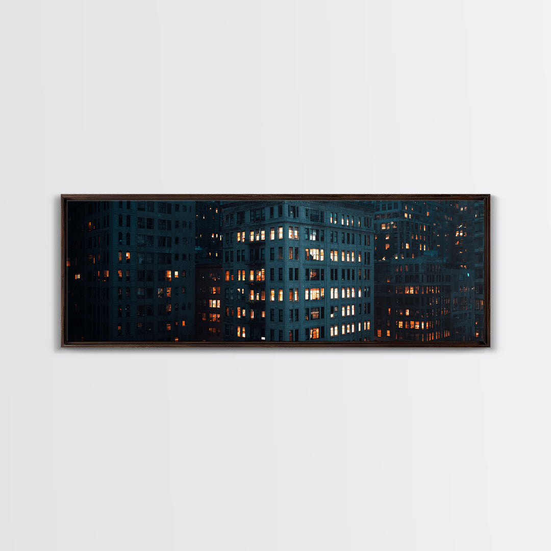 Moody High Rise Office Windows Wall Art, Urban Cityscape Print, Modern Architecture Poster, Industrial Home Office Decor