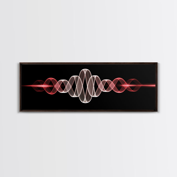 Red White Sine Wave Canvas Print, Minimalist Modern Abstract Art, Audio Waveform Wall Art, Music Studio Decor For Bedroom