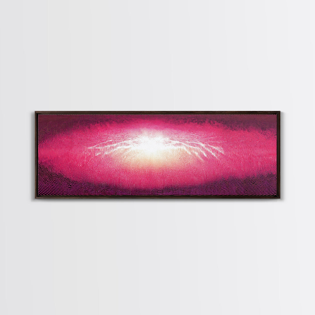 Pink Radiant Wave Field Canvas Print, Bright Abstract Wall Art, Modern Digital Art Poster, Girly Maximalist Bedroom Decor