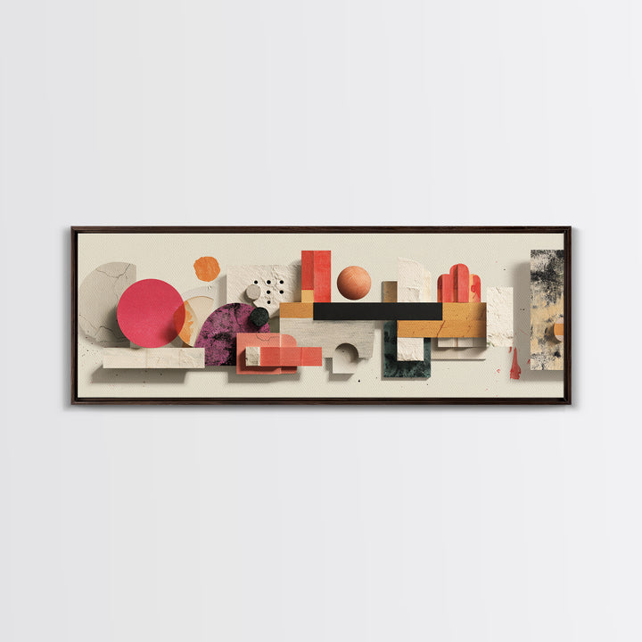 Minimal Geometric Still Life Wall Art, Panoramic Abstract Shapes Poster, Midcentury Modern Art Print, Neutral Home Decor Gift