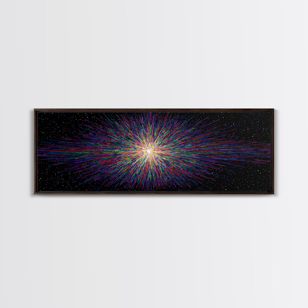 Rainbow Particle Starburst Wall Art, Bright Abstract Art, Modern Digital Art Print, Colorful Poster, Retro Sci Fi Space Decor