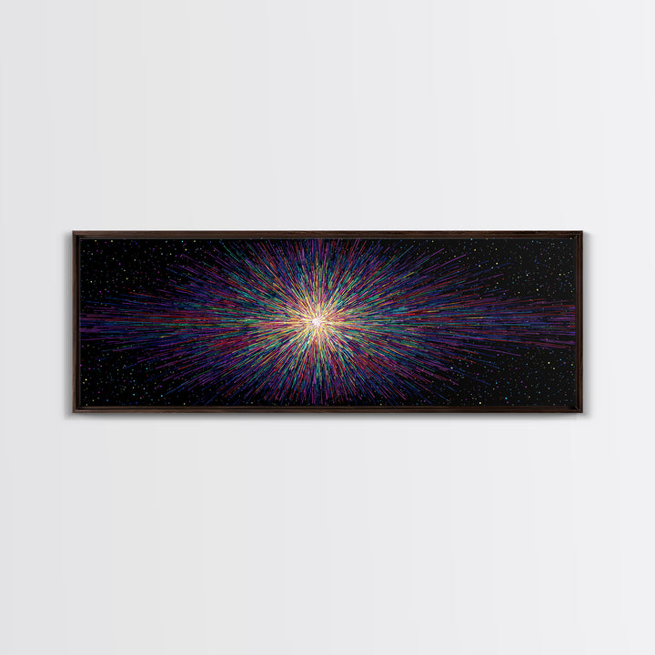 Rainbow Particle Starburst Wall Art, Bright Abstract Art, Modern Digital Art Print, Colorful Poster, Retro Sci Fi Space Decor