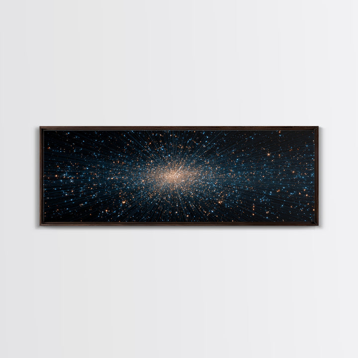 Blue Gold Star Particle Cloud Canvas Print, Modern Abstract Art Print, Cosmic Wall Art, Space Abstract Decor, Office Poster