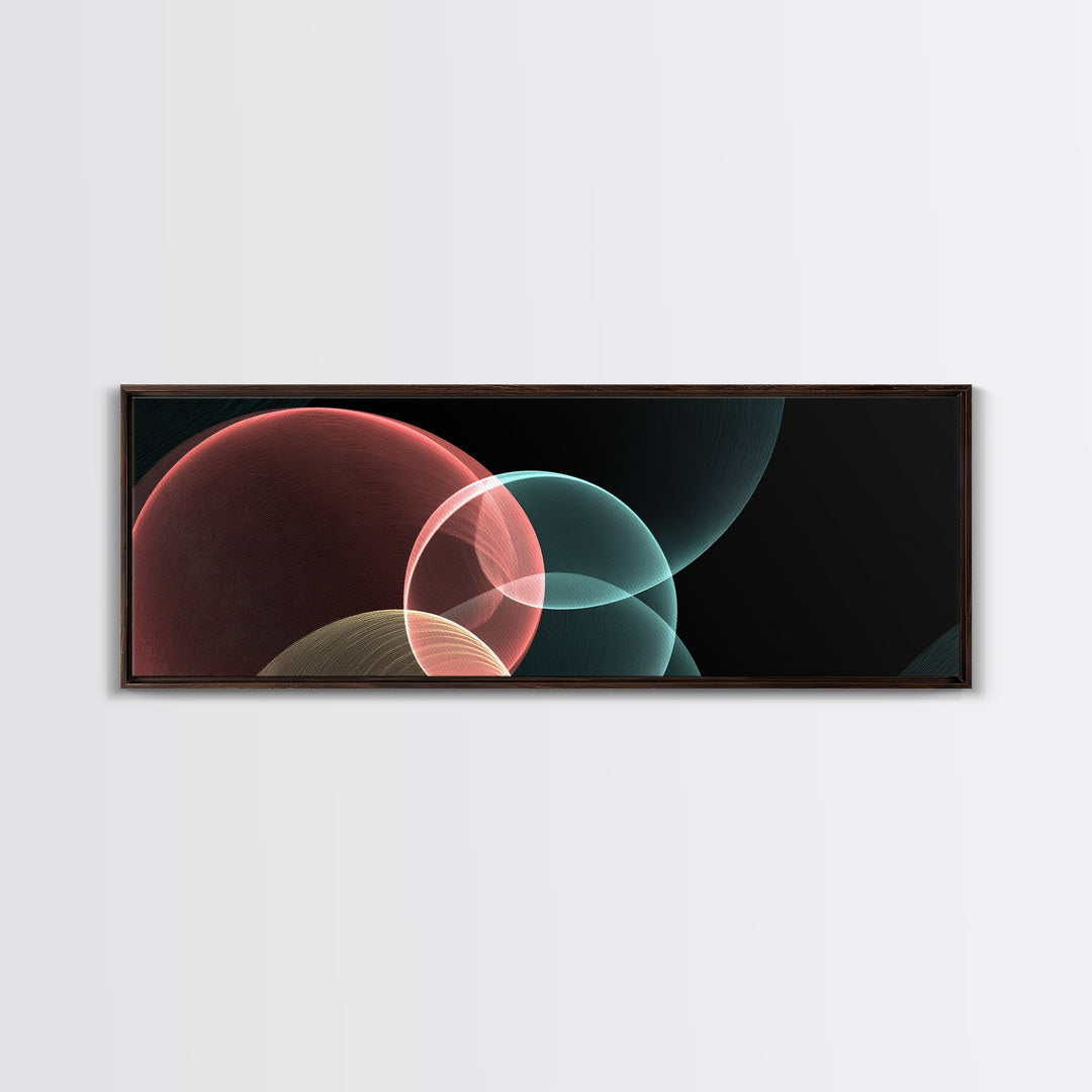 Translucent Floating Spheres Canvas Print, Modern Abstract Art, Blue Pink Geometric Wall Decor, Minimal Office Wall Art Print