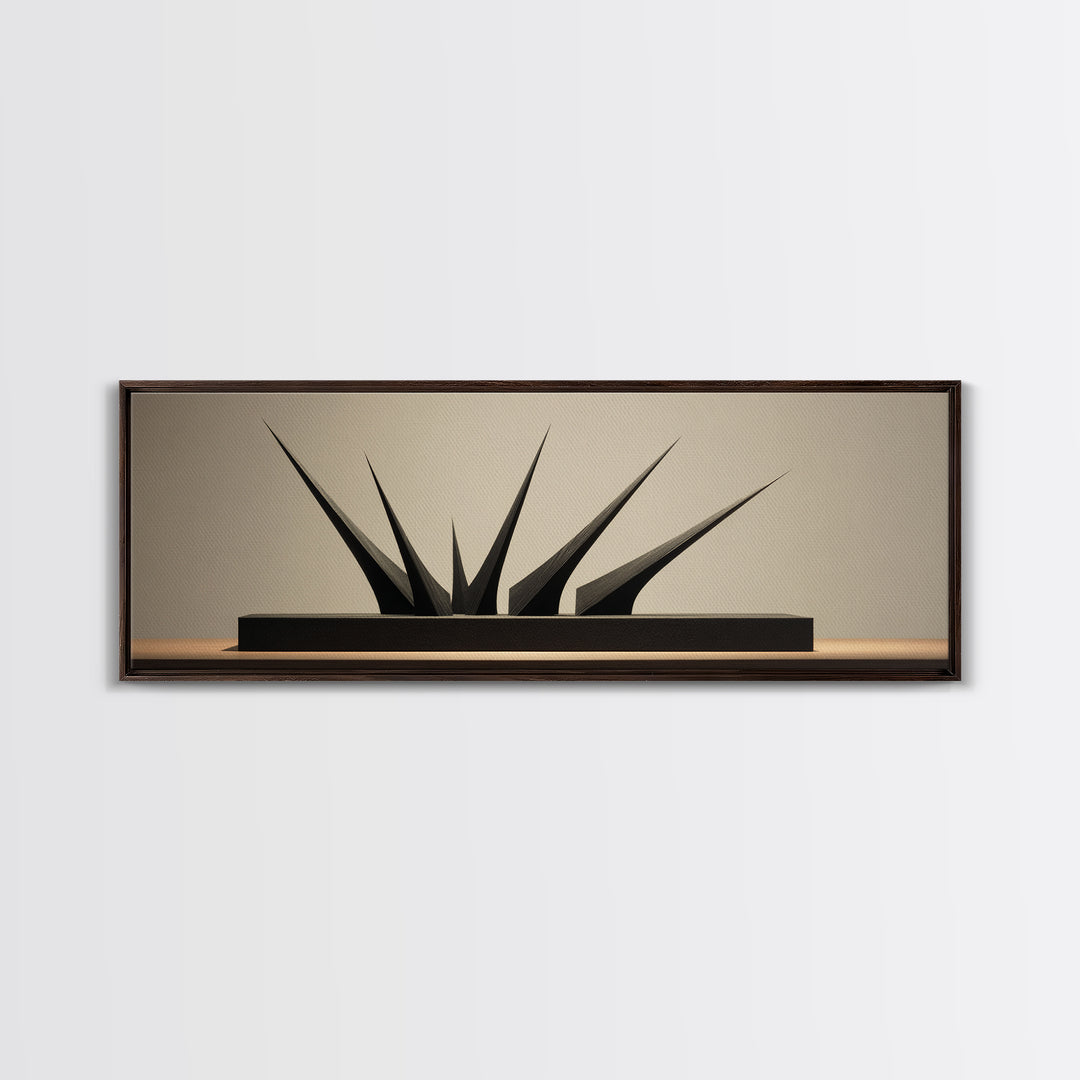 Black Angular Modern Sculpture Canvas Print, Minimalist Geometric Wall Art, Masculine Office Decor, Contemporary Art Print