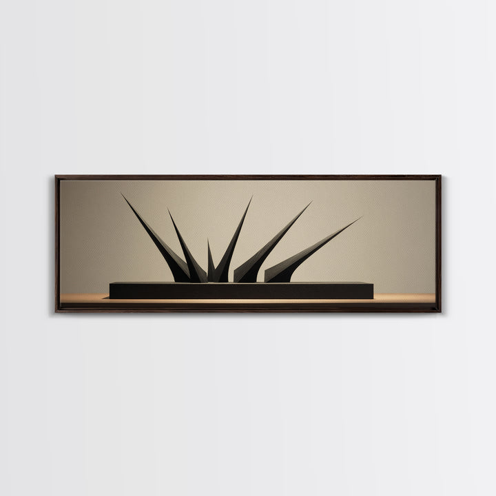 Black Angular Modern Sculpture Canvas Print, Minimalist Geometric Wall Art, Masculine Office Decor, Contemporary Art Print