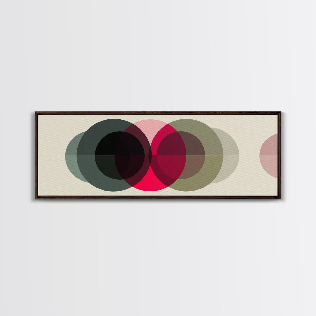 Soft Olive Pink And Charcoal Overlapping Circles Wall Art, Modern Abstract Print, Midcentury Geometric Decor, Neutral Poster