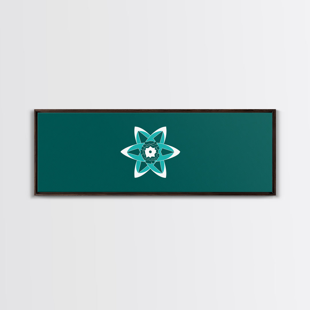 Minimal Teal Atomic Flower Wall Art, Mid Century Modern Abstract Art, MCM Wall Decor, Space Abstract Art, Digital Art Print