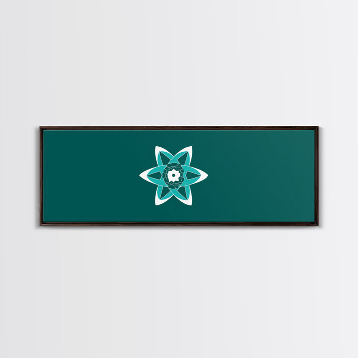 Minimal Teal Atomic Flower Wall Art, Mid Century Modern Abstract Art, MCM Wall Decor, Space Abstract Art, Digital Art Print