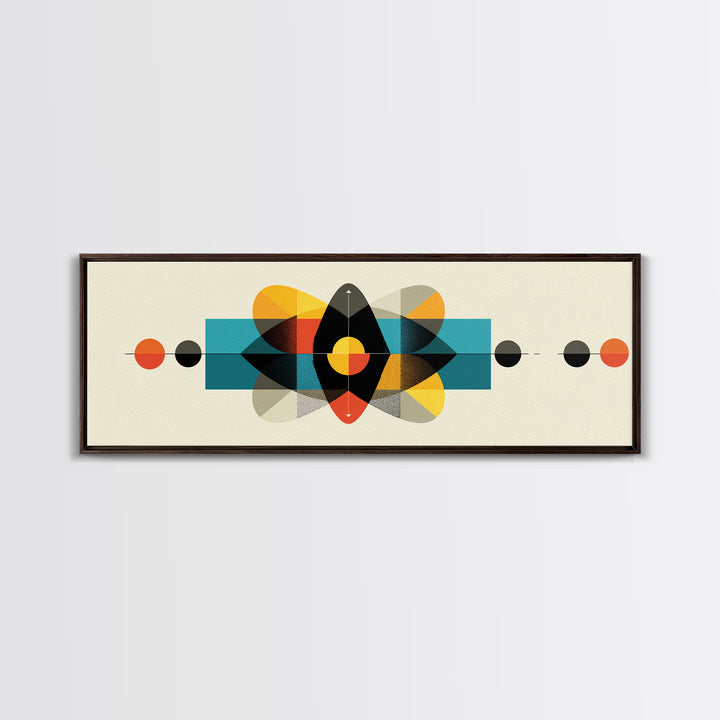 Bold Geometric Atom Abstract Canvas Print, Mid Century Modern Wall Decor, Bauhaus Poster, Atomic Art, Colorblock Art Print