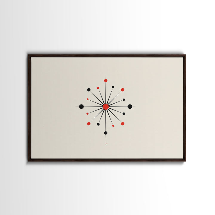 Red Black Atomic Starburst Wall Art, Midcentury Modern Art Print, Minimalist Geometric Poster, Retro MCM Wall Decor, Atomic Ranch Home Decor