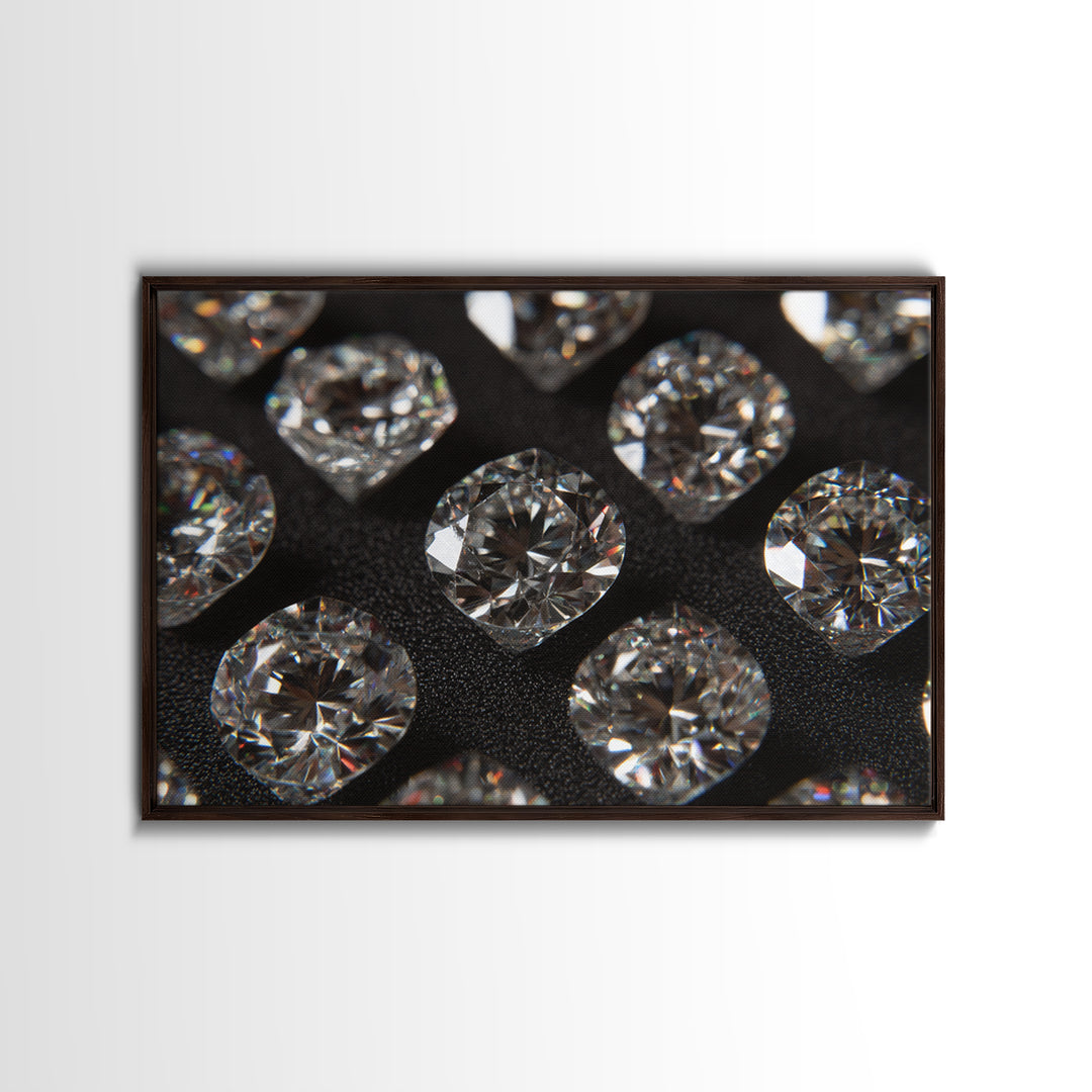 Sparkling Round Diamond Macro Wall Art, Glam Black White Photo Print, Luxury Modern Decor, Statement Jewelry Poster Gift