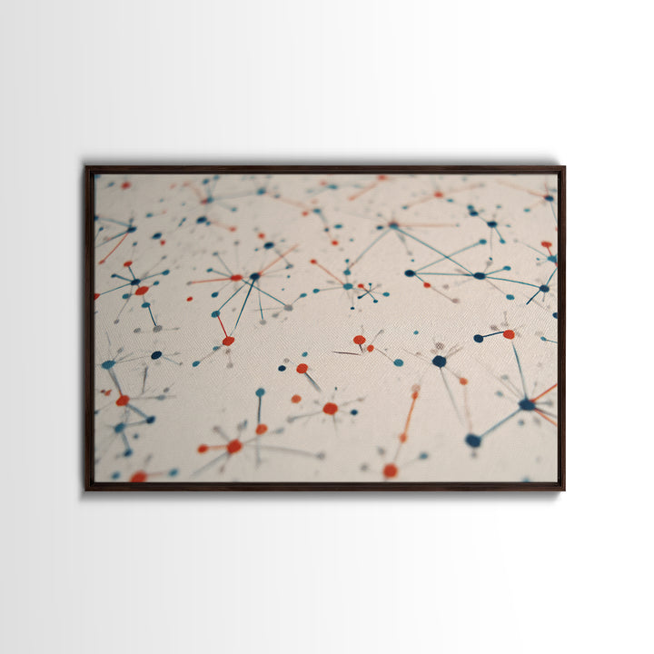 Atomic Network Dots And Lines Canvas Print, Mid Century Modern Wall Art, Geometric Abstract Art, Retro Office Decor, Home Decor