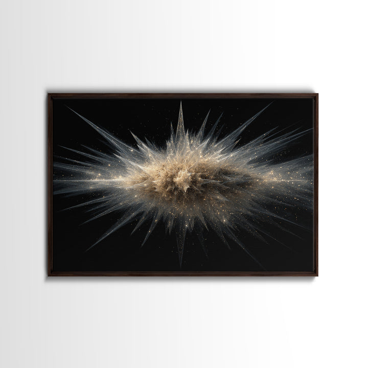 Gold Cosmic Explosion Canvas Print, Modern Abstract Art, Space Abstract Wall Decor, Black Galaxy Poster For Home Office Decor