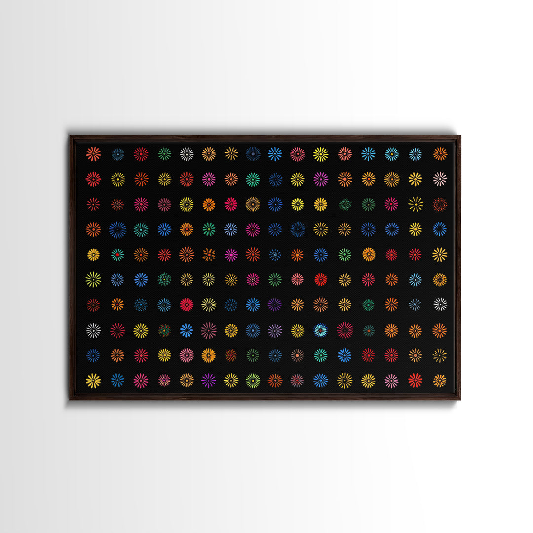 Colorful Atomic Starburst Grid Wall Art, Midcentury Modern Print, Retro Pattern Poster, Groovy MCM Home Decor Canvas Print
