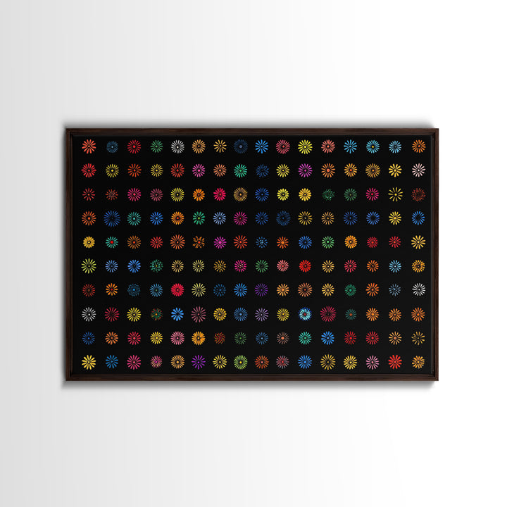 Colorful Atomic Starburst Grid Wall Art, Midcentury Modern Print, Retro Pattern Poster, Groovy MCM Home Decor Canvas Print