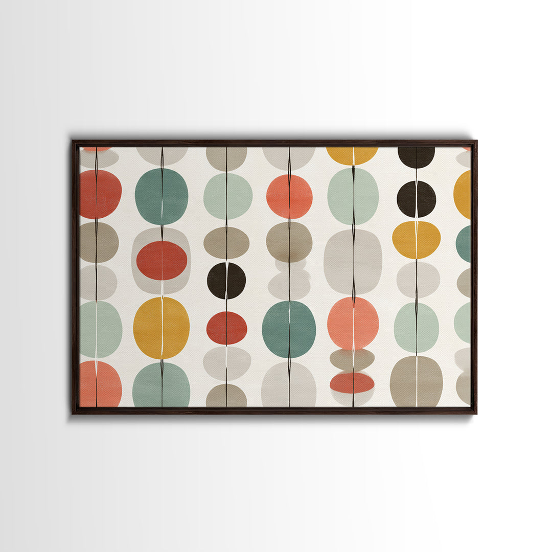 Pastel Circle Garland Pattern Canvas Print, Midcentury Modern Art, Geometric Wall Art, MCM Wall Decor, Retro Home Decor Print