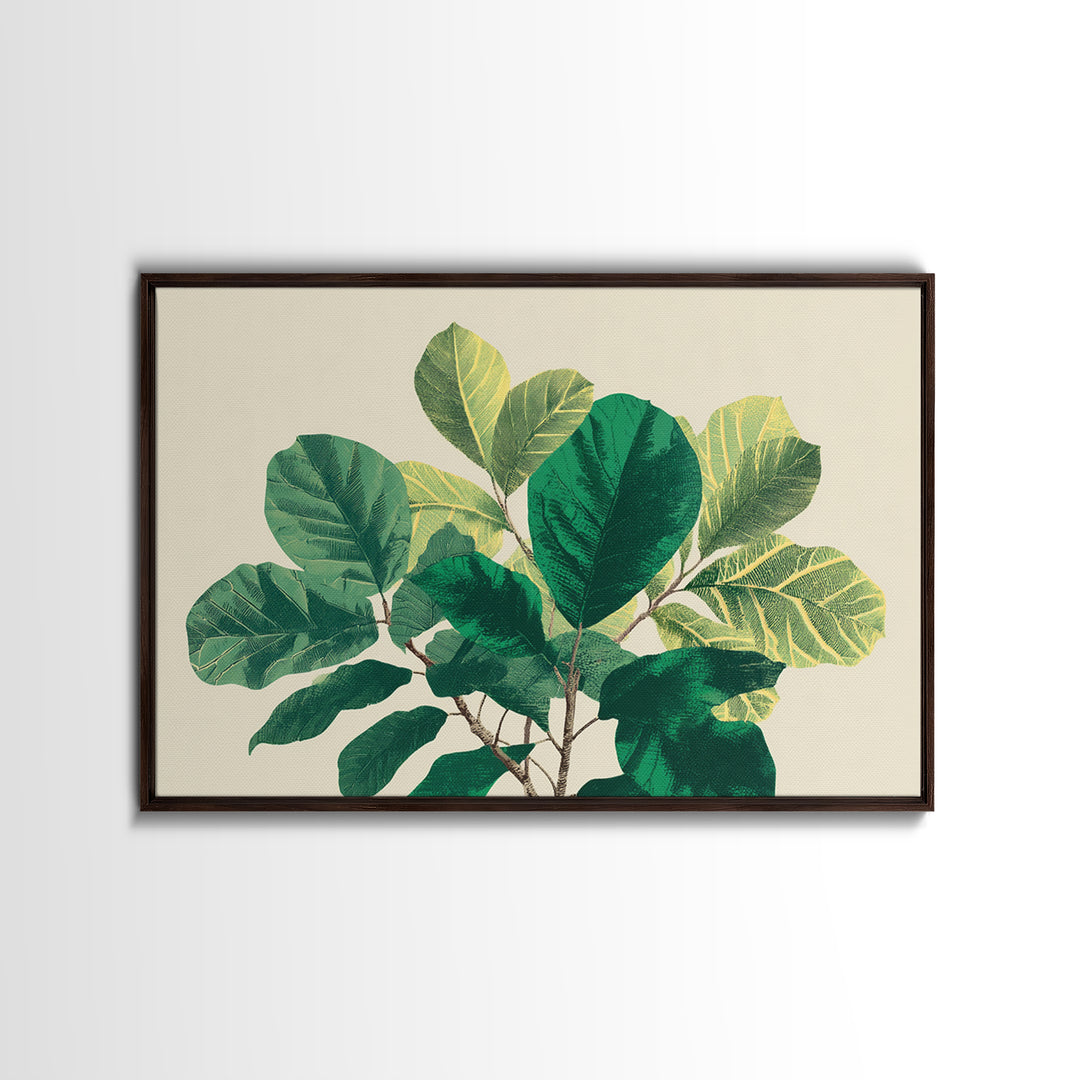 Lush Green Fiddle Leaf Fig Wall Art, Botanical Midcentury Modern Decor, Nature Canvas Print For Living Room Or Office Decor