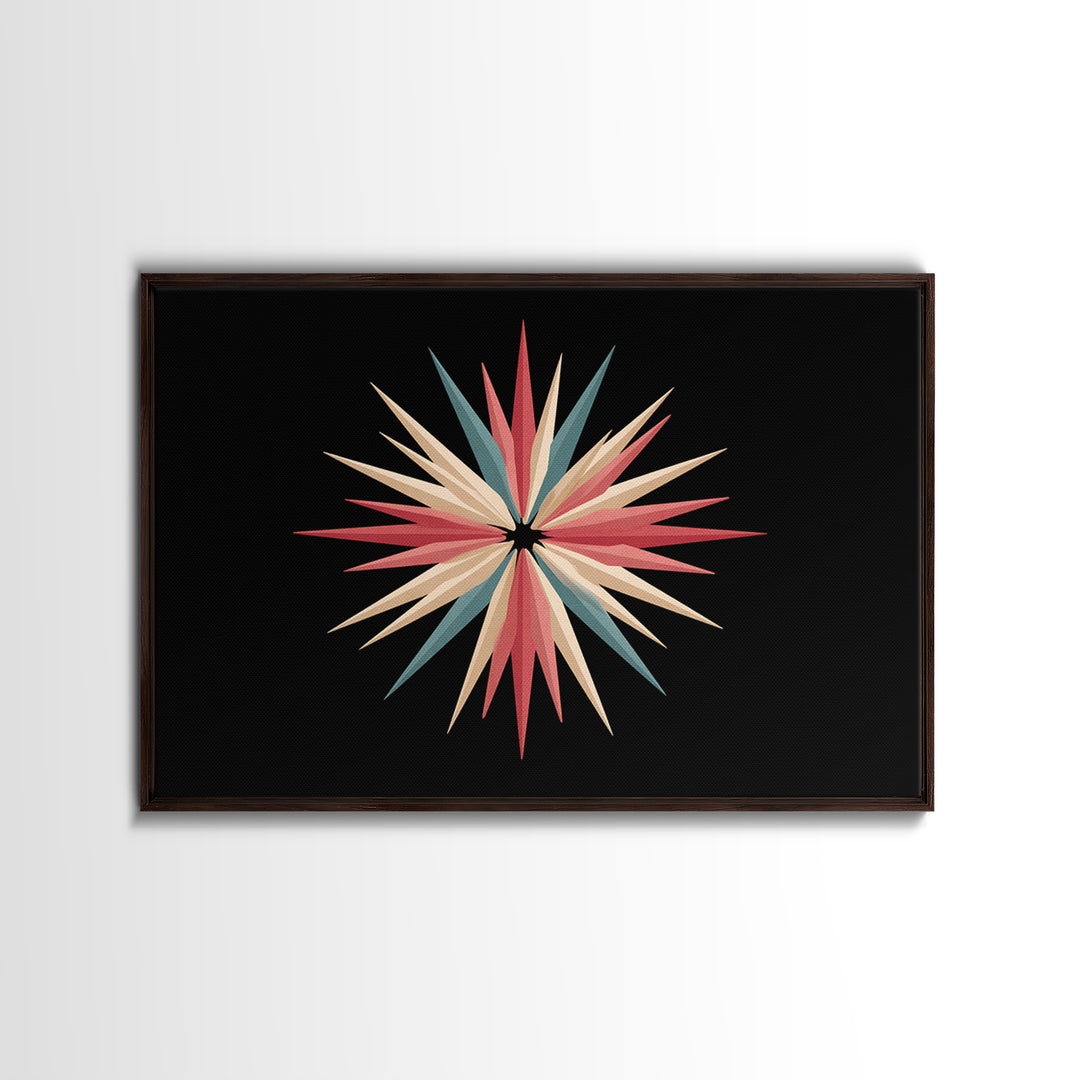Atomic Starburst Abstract Wall Art, Mid Century Modern Print, Retro Geometric Poster, MCM Wall Decor, Colorful Canvas Style