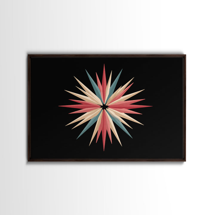 Atomic Starburst Abstract Wall Art, Mid Century Modern Print, Retro Geometric Poster, MCM Wall Decor, Colorful Canvas Style
