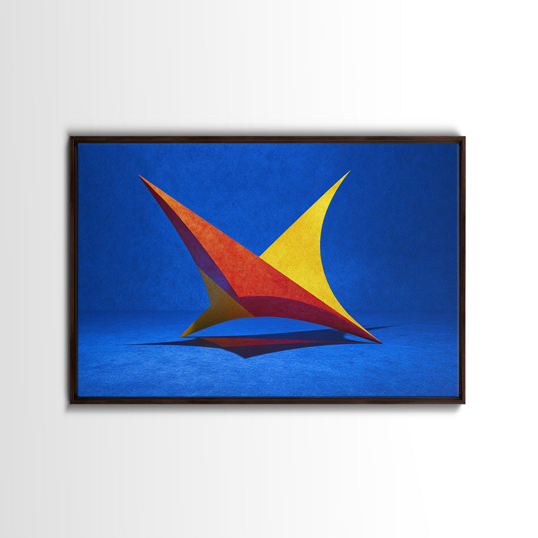 Minimal Kinetic Sculpture Canvas Print, Blue Modern Abstract Art, Midcentury Modern Wall Art, Bold Geometric Home Decor Print