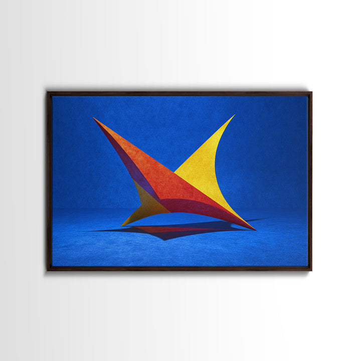 Minimal Kinetic Sculpture Canvas Print, Blue Modern Abstract Art, Midcentury Modern Wall Art, Bold Geometric Home Decor Print