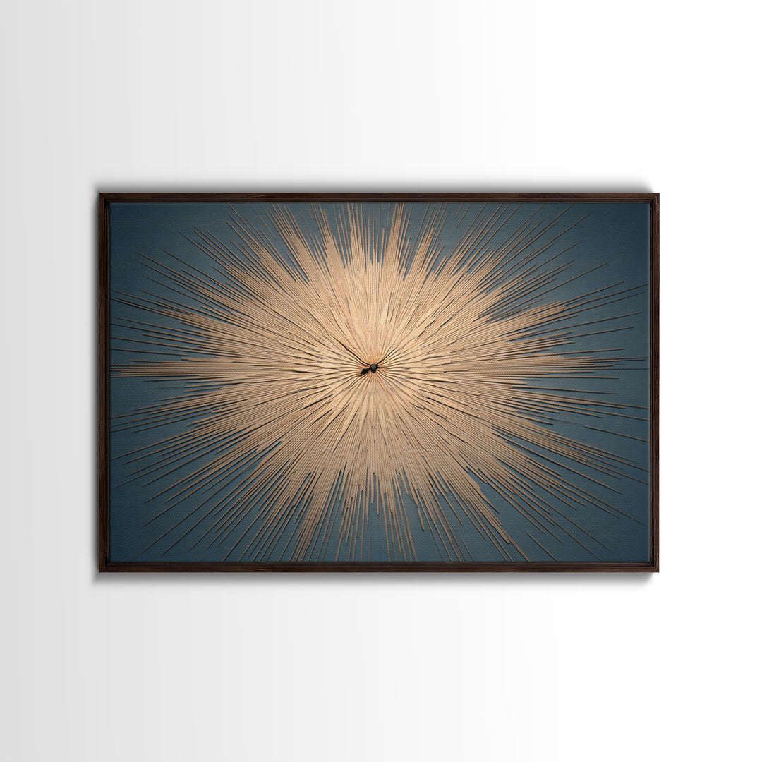 Gold Atomic Sunburst Clock On Teal Wall Art, Mid Century Modern Decor, Retro Modern Poster, MCM Living Room Art Print, Home Decor