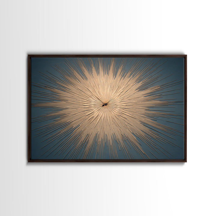 Gold Atomic Sunburst Clock On Teal Wall Art, Mid Century Modern Decor, Retro Modern Poster, MCM Living Room Art Print, Home Decor