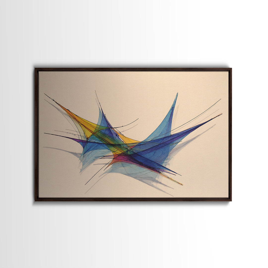 Colorful Geometric Stabile Wall Art, Modern Sculpture Inspired Print, Midcentury Abstract Lines, Bauhaus Bright Home Office Decor