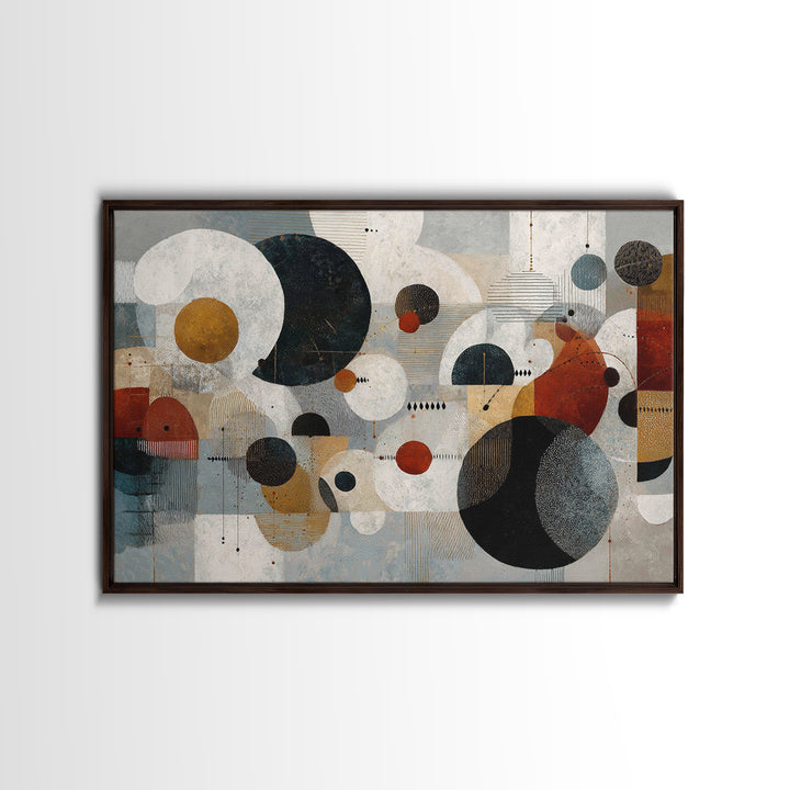Atomic Circle Mobile Wall Art, Midcentury Modern Art, Geometric Art Print, Abstract Wall Art, Burnt Orange Art, Retro Decor