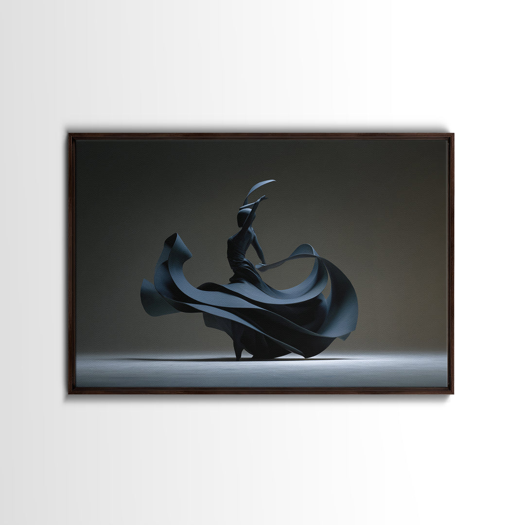 Black Flamenco Dancer Canvas Print, Modern Sculpture Inspired Wall Art, Masculine Abstract Decor, Statement Wall Decor Poster