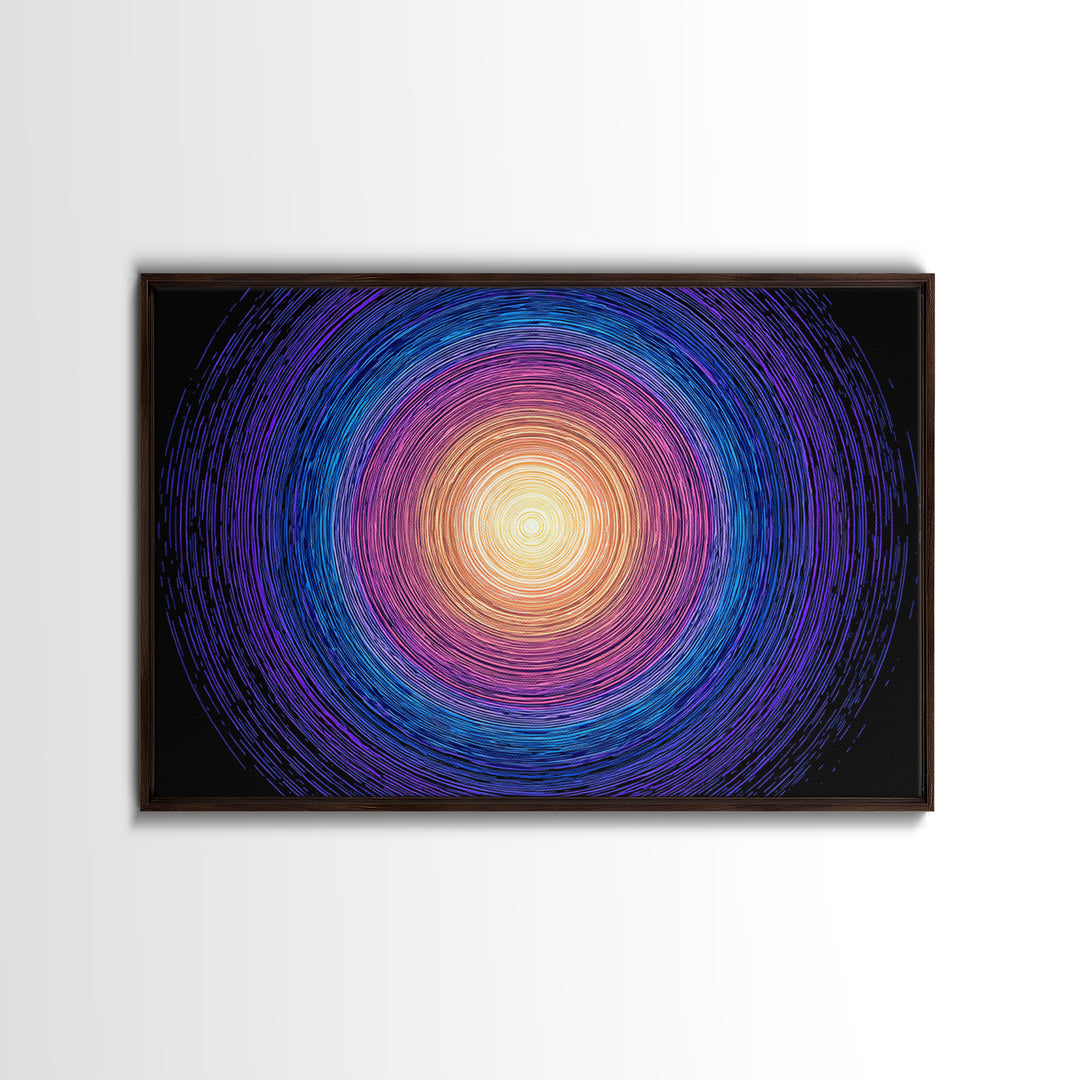Vibrant Purple Blue Concentric Spiral Wall Art, Midcentury Modern Abstract Art Print, Geometric Retro Decor For Living Room