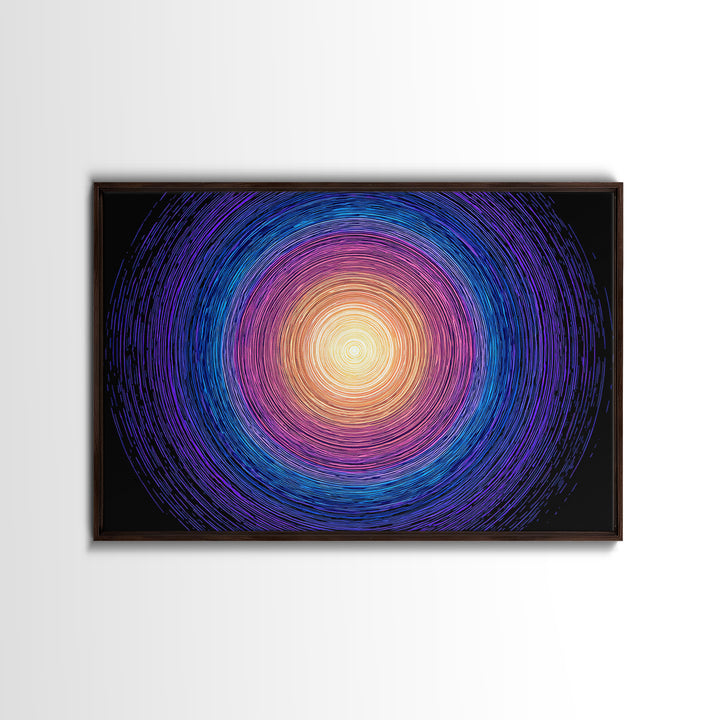 Vibrant Purple Blue Concentric Spiral Wall Art, Midcentury Modern Abstract Art Print, Geometric Retro Decor For Living Room