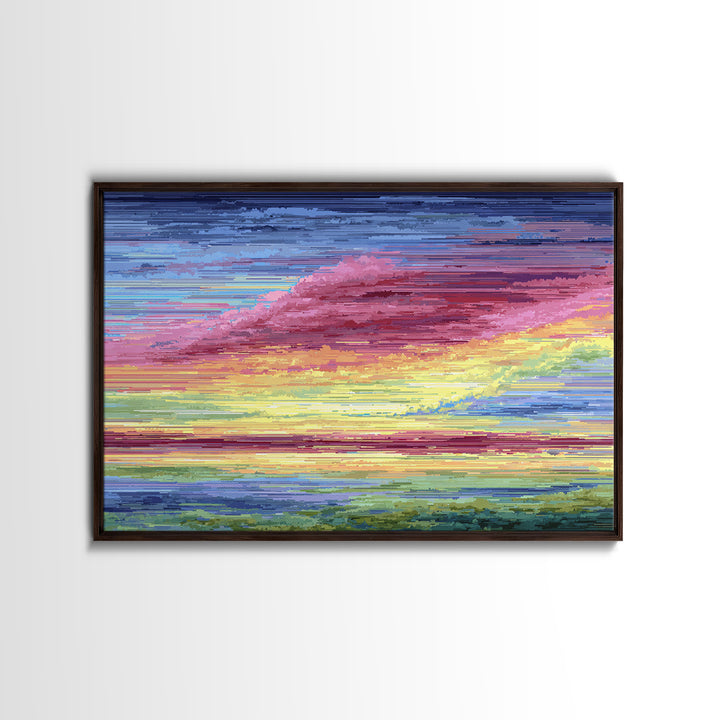 Vibrant Pink Yellow Sunset Clouds, Modern Wall Art, Bright Abstract Art Print, Colorful Living Room Decor Canvas Print Poster