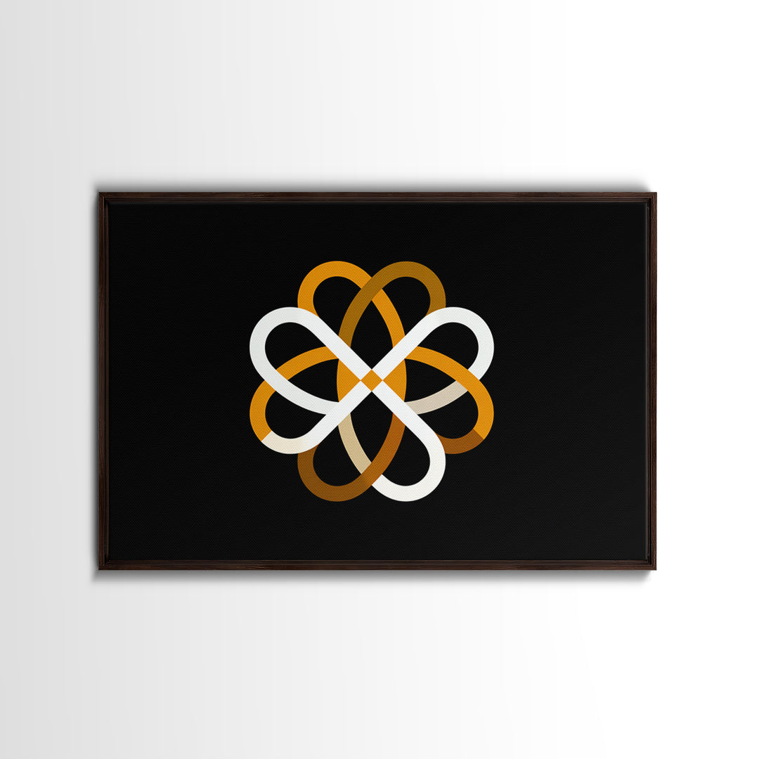 Orange White Atomic Loop Abstract, Modern Wall Art, Minimalist Geometric Poster, Retro MCM Home Decor Canvas Print Gift Idea