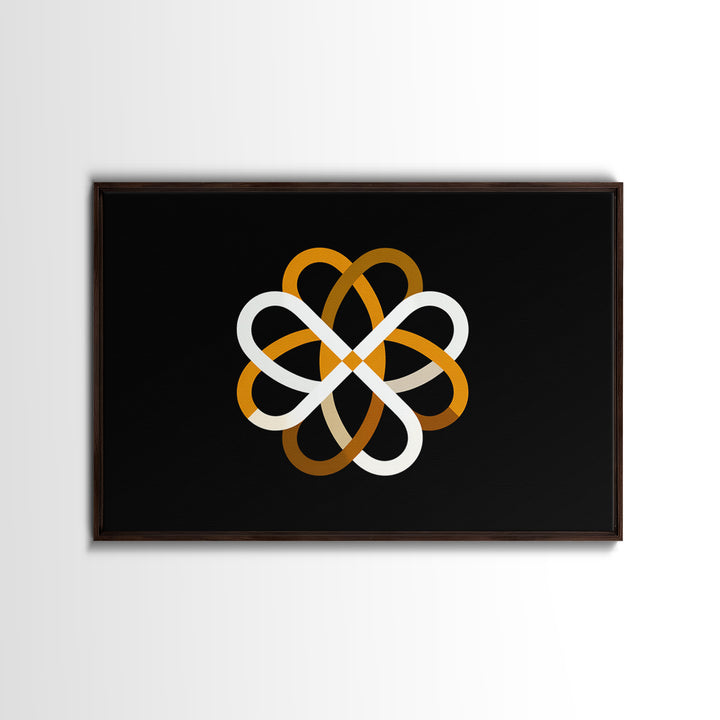 Orange White Atomic Loop Abstract, Modern Wall Art, Minimalist Geometric Poster, Retro MCM Home Decor Canvas Print Gift Idea