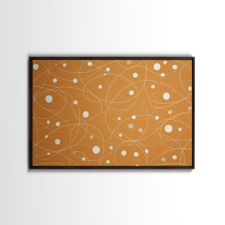 Burnt Orange Orbit Line Wall Art, Midcentury Modern Abstract Print, Minimal Atomic Pattern, Neutral Geometric Office Decor