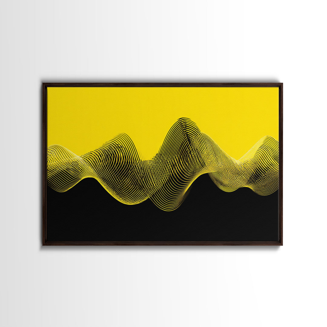 Yellow Black Waveform Wall Art, Minimalist Abstract Canvas Print, Modern Geometric Art, Office Decor, Statement Wall Decor