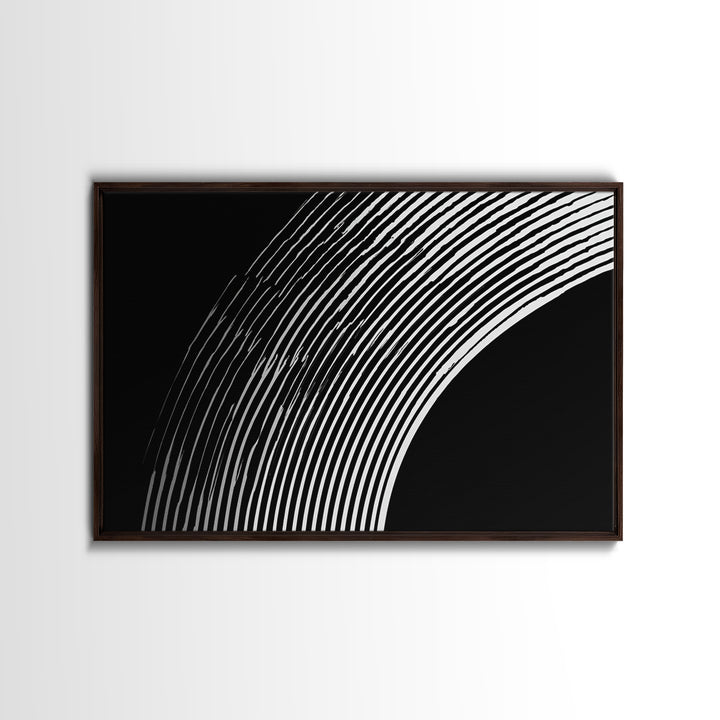 Black And White Concentric Arc Lines Wall Art, Minimalist Abstract Print, Modern Geometric Decor, Office Wall Decor, MCM Home Decor