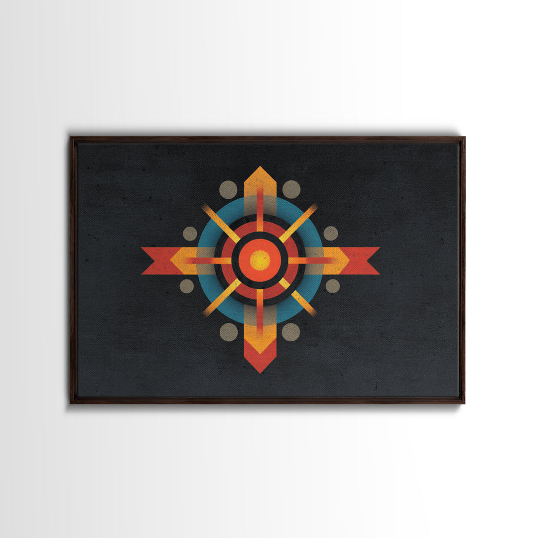 Dark Atomic Target Cross Wall Art, Midcentury Modern Abstract Print, Retro Geometric Poster, Masculine Office Decor, MCM Decor