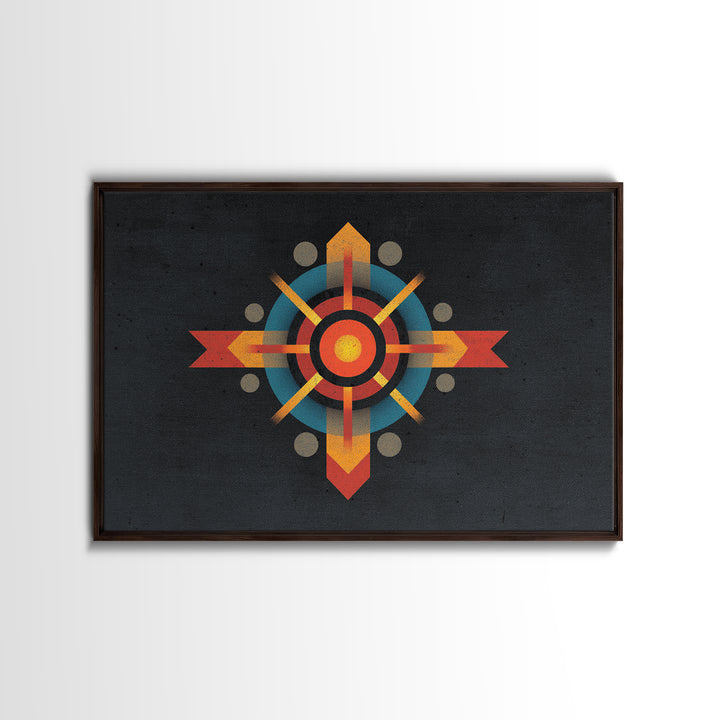 Dark Atomic Target Cross Wall Art, Midcentury Modern Abstract Print, Retro Geometric Poster, Masculine Office Decor, MCM Decor