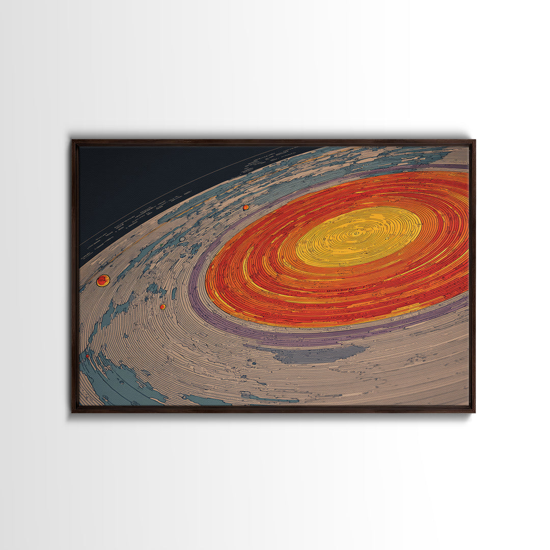 Orange Spiral Galaxy Canvas Print, Space Abstract Art, Modern Wall Art, Midcentury Modern Decor, Cosmic Retro Poster Gift