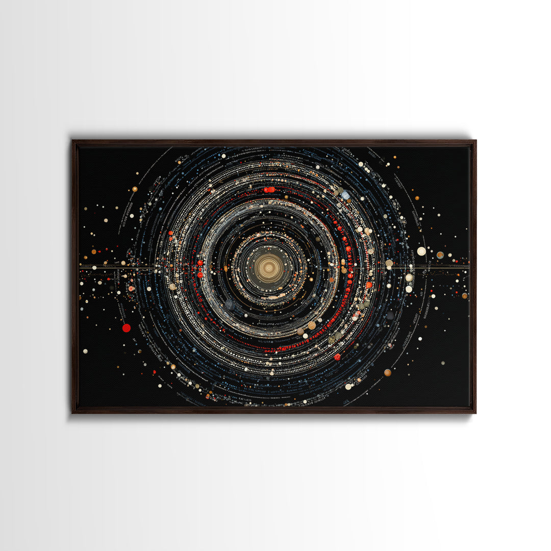 Black Cosmic Rings Wall Art, Abstract Solar System Framed Canvas Print, Modern Art Print, Space Abstract Art, Galaxy Decor
